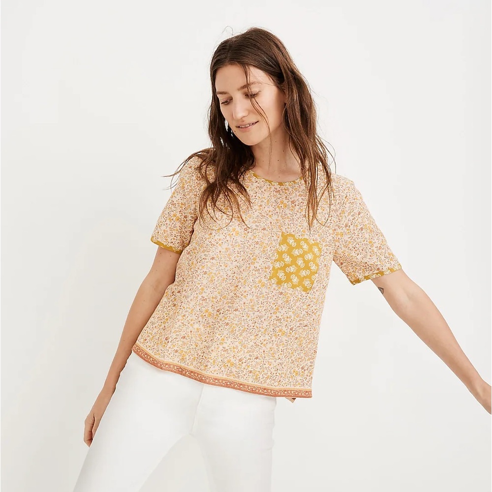 Madewell Button-Back Pocket Top in Jaipur Floral